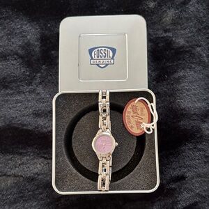 Fossil Women's Silver Watch with Pink Dial